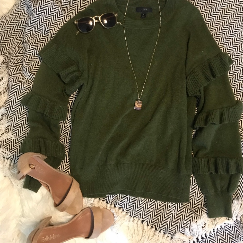 J. Crew Ruffled Sleeve Sweater
